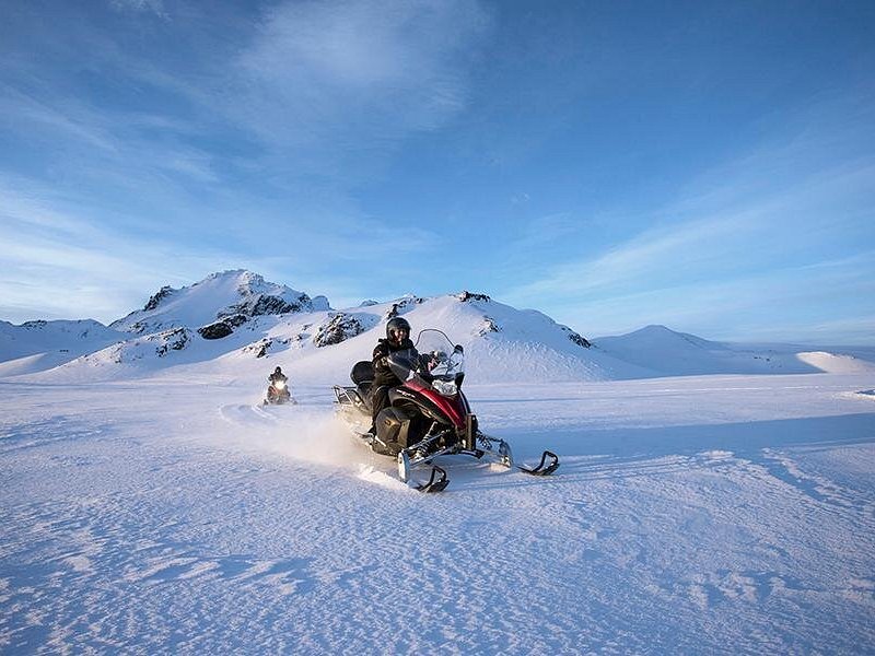 Snowmobiling on Langjökull glacier